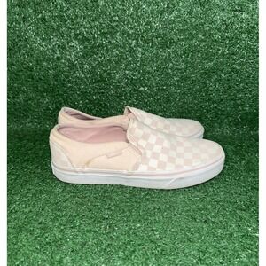 VANS Classic Slip-On Women's Size 8 Pink White Checkerboard Sneakers Skate Shoes